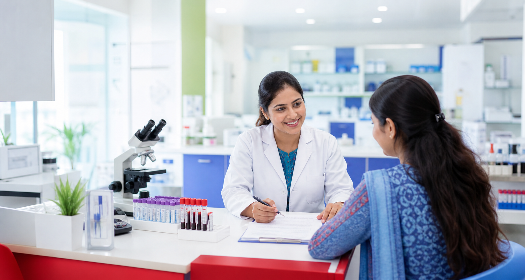 পরিষ্কার diagnostic lab এবং healthcare staff